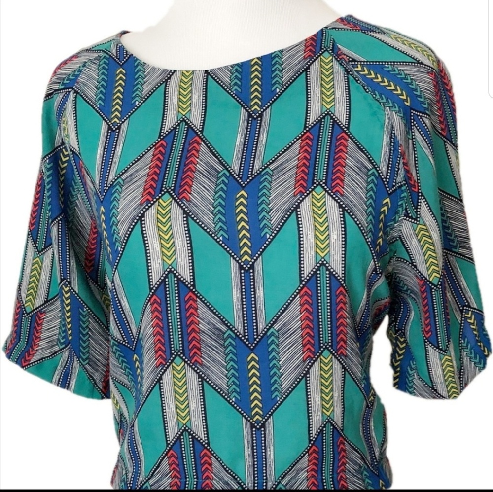 Boho crop top Chevron pattern Short sleeve